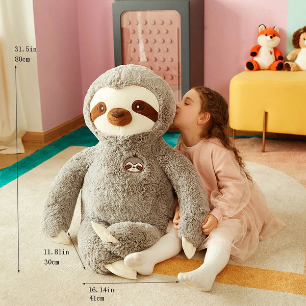 Large Sloth Stuffed Animal Plush Bradypode Toy for Children (Gray, 30 inches)