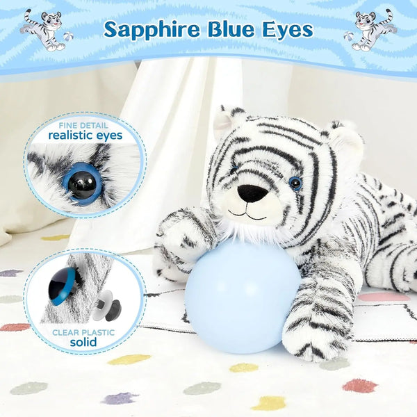 Stuffed Tiger White Plush Tiger Toy for Girls, 22inch (Not Including Tail) Giant Stuffed Animals for Kids