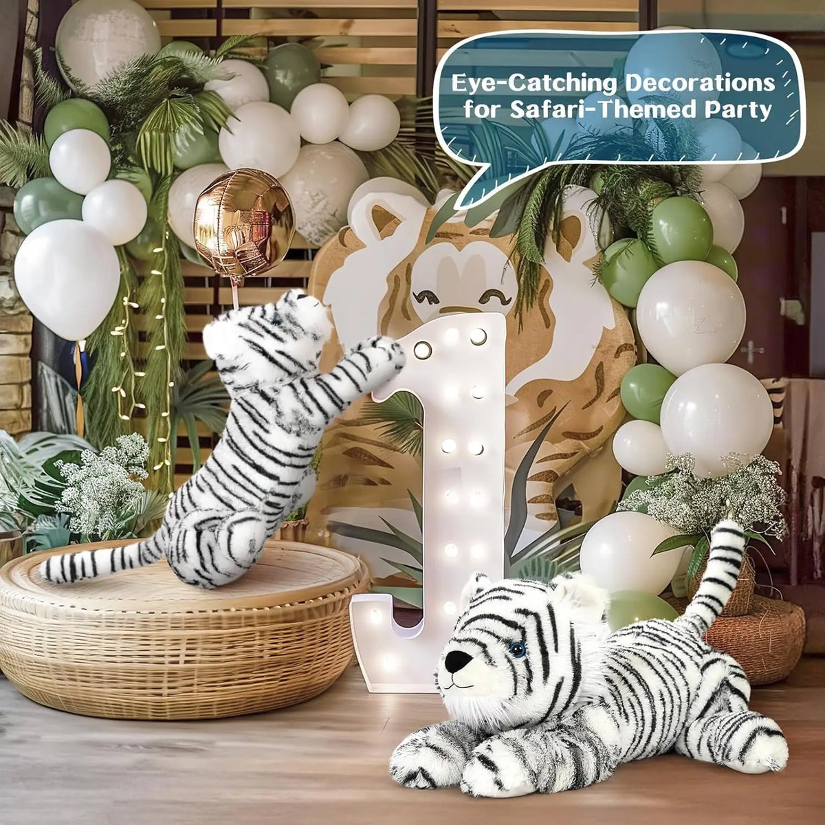 Stuffed Tiger White Plush Tiger Toy for Girls, 22inch (Not Including Tail) Giant Stuffed Animals for Kids