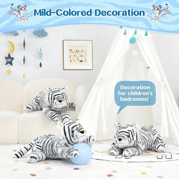 Stuffed Tiger White Plush Tiger Toy for Girls, 22inch (Not Including Tail) Giant Stuffed Animals for Kids