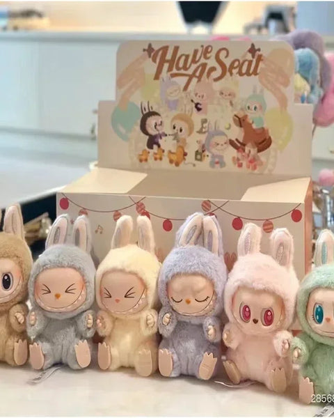 1:1 High Quality Macaron 2nd The Monsters Labubu Sitting Party Vinyl Plush Blind Box Decorative Surprise Box Doll Collection Gif