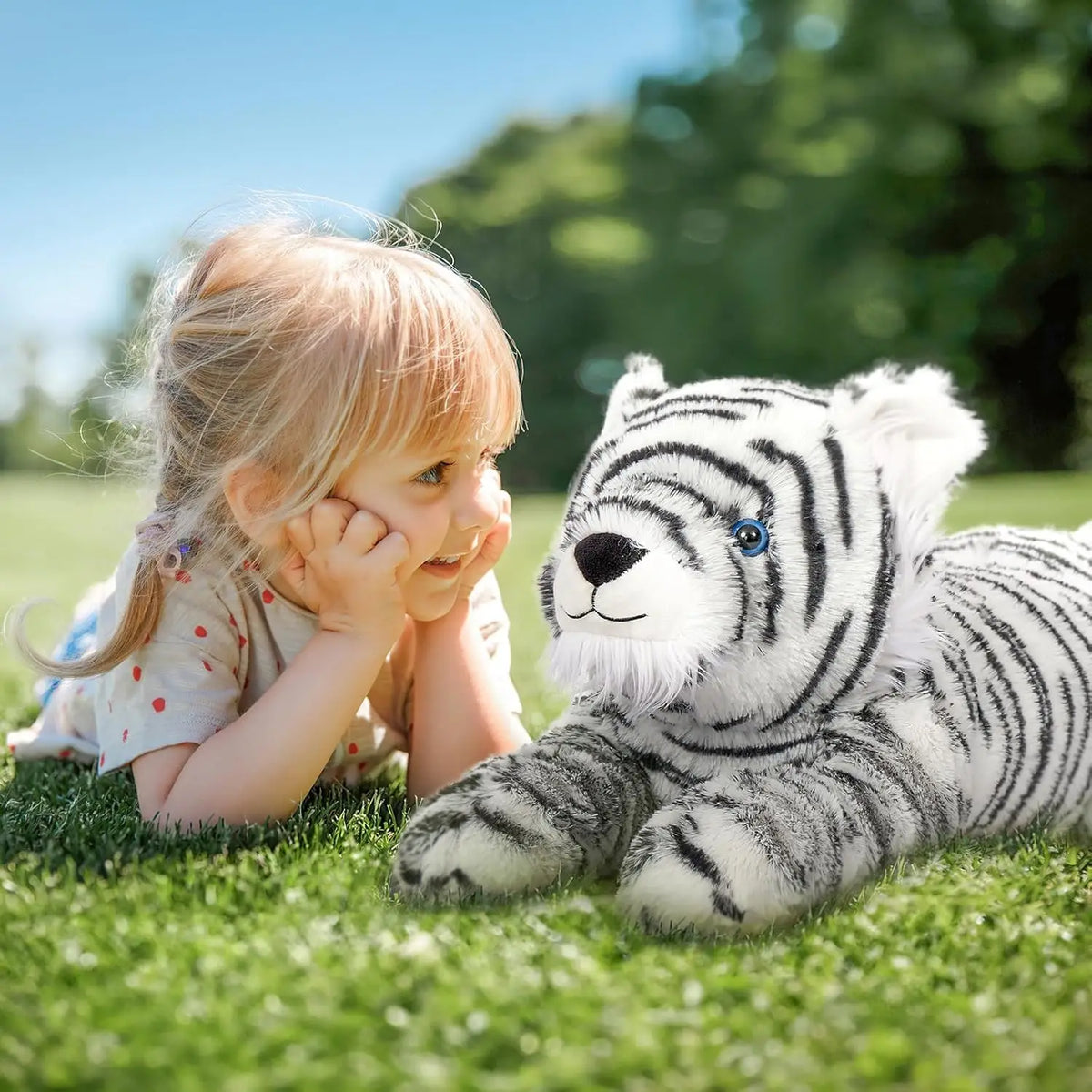 Stuffed Tiger White Plush Tiger Toy for Girls, 22inch (Not Including Tail) Giant Stuffed Animals for Kids