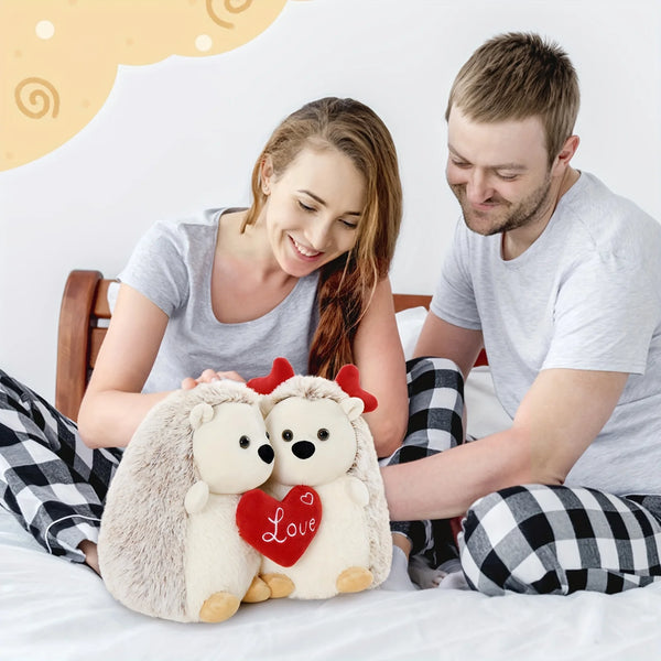 12in Hedgehog  Stuffed Animal With Heart Ears, Love You Heart, Valentine Day Plush Gift For Girlfriend, Boyfriend, Kids