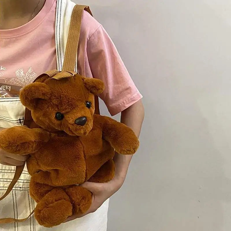 Bear Backpack Shoulder Backpack Panda Ajustable Bag Plush Fabric Stuffed Animal Backpack For Toys Food Pencils Small Books Fruit