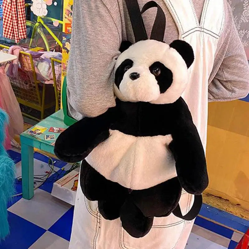 Bear Backpack Shoulder Backpack Panda Ajustable Bag Plush Fabric Stuffed Animal Backpack For Toys Food Pencils Small Books Fruit