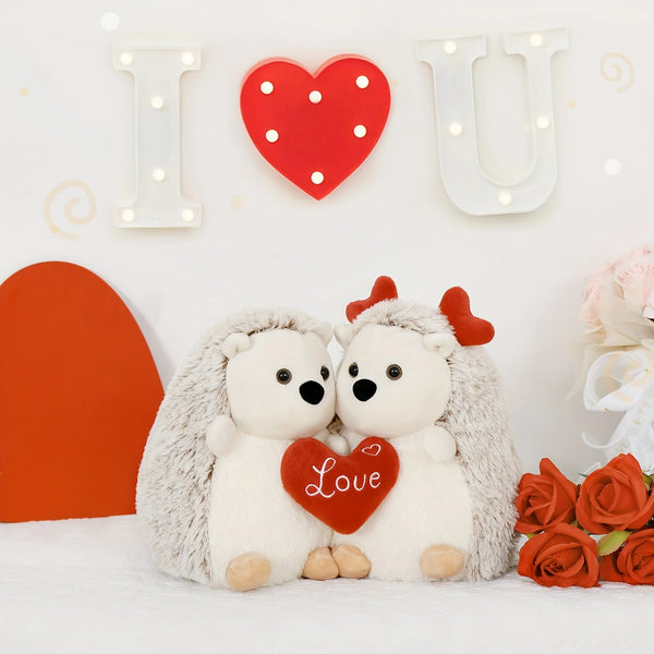 12in Hedgehog  Stuffed Animal With Heart Ears, Love You Heart, Valentine Day Plush Gift For Girlfriend, Boyfriend, Kids