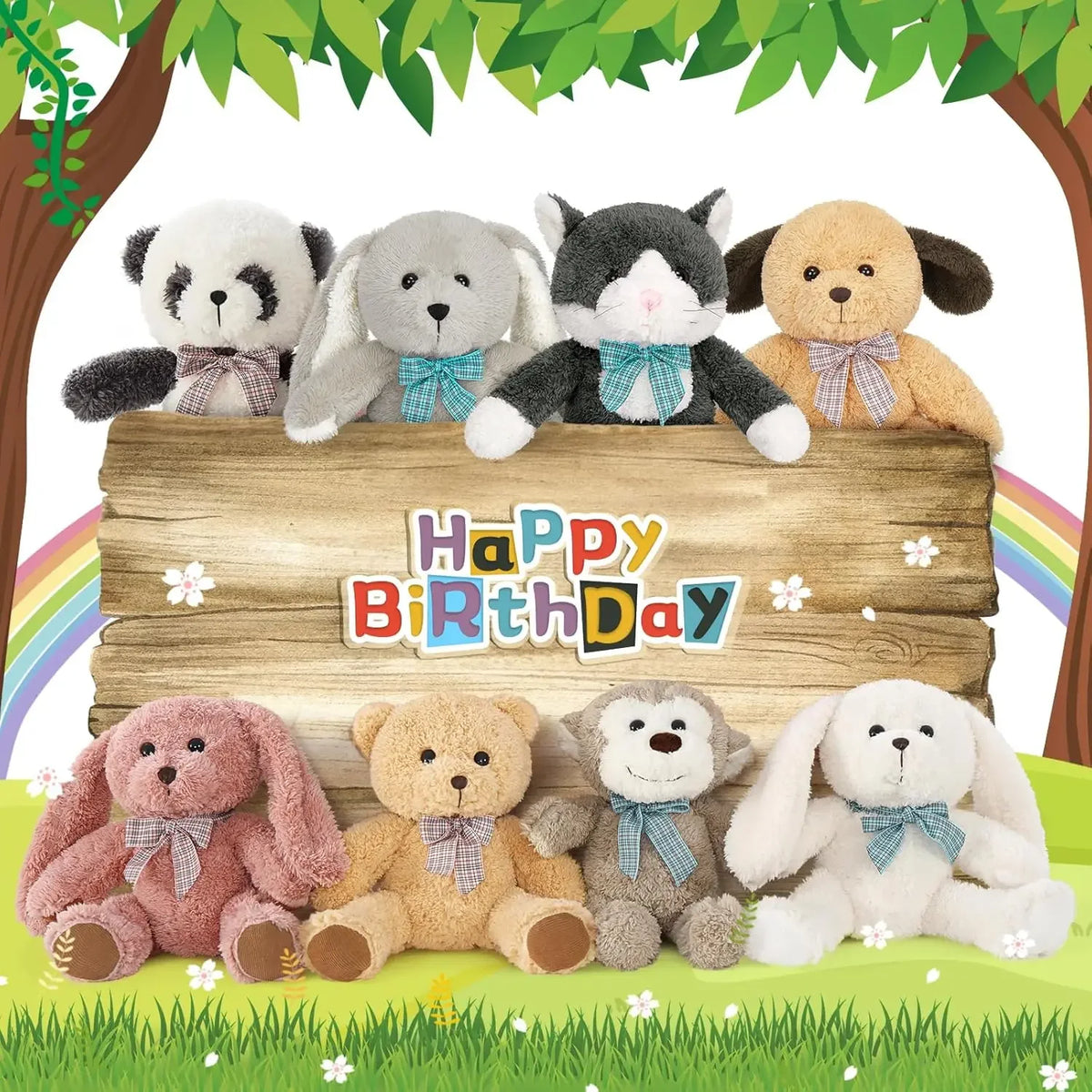 8 Pack Stuffed Animals in Bulk, 13 Inches Stuffed Animals Set for Kids, Assorted Small Stuffed Animals  for Easter