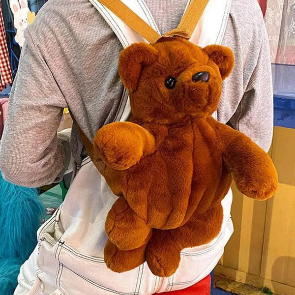 Bear Backpack Shoulder Backpack Panda Ajustable Bag Plush Fabric Stuffed Animal Backpack For Toys Food Pencils Small Books Fruit