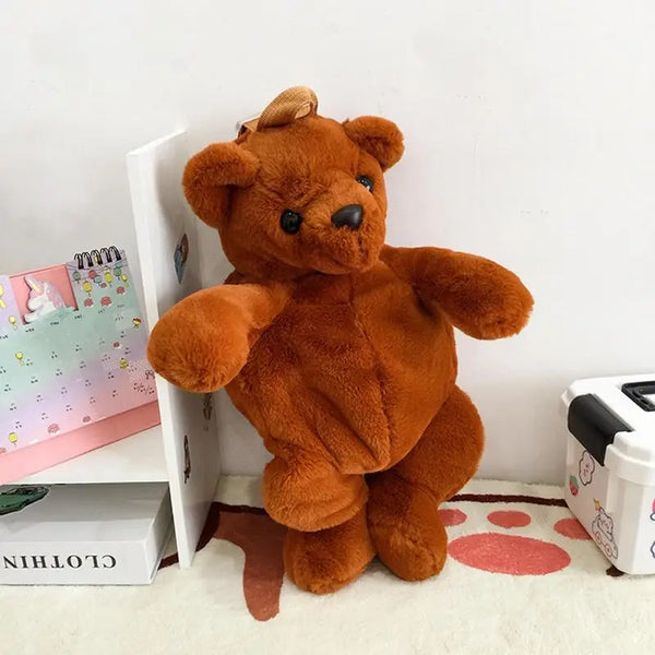 Bear Backpack Shoulder Backpack Panda Ajustable Bag Plush Fabric Stuffed Animal Backpack For Toys Food Pencils Small Books Fruit