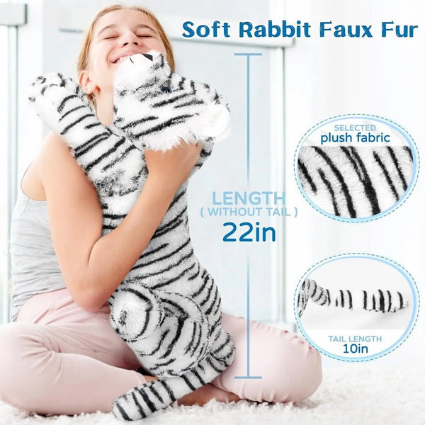 Stuffed Tiger White Plush Tiger Toy for Girls, 22inch (Not Including Tail) Giant Stuffed Animals for Kids